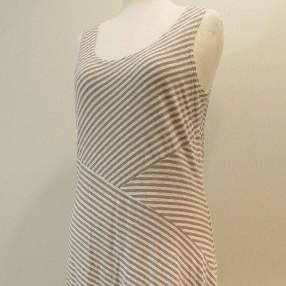 Cut Loose Cotton/Linen Tan/White Striped Tank Maxi - Picture 2 of 16